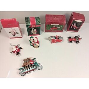 Lot of 5 Hallmark Keepsake Christmas Ornaments Santa Sleigh X-2000 Motorcycle